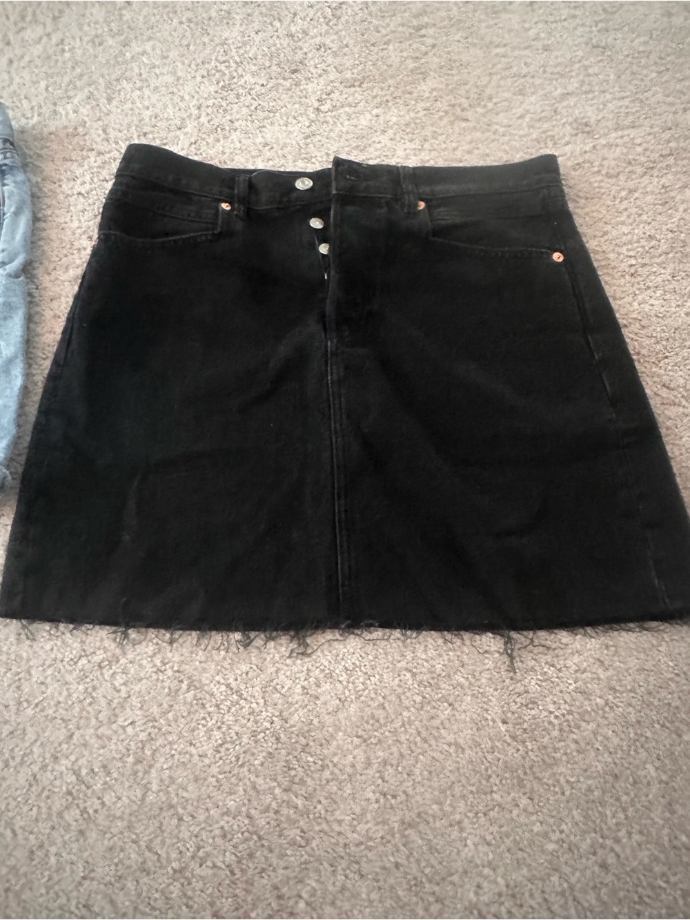 Mango Black Mini Denim Skirt